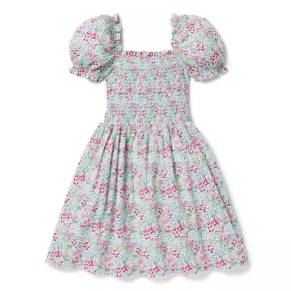 Janie and Jack Grace Floral Smocked Puff Sleeve dress - Size 14 - Picture 1 of 3